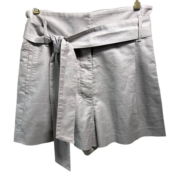 Aritzia Wilfred Marne Gray High Waist Tie Front‎ Paperbag Linen Blend Shorts 6 - Picture 2 of 9